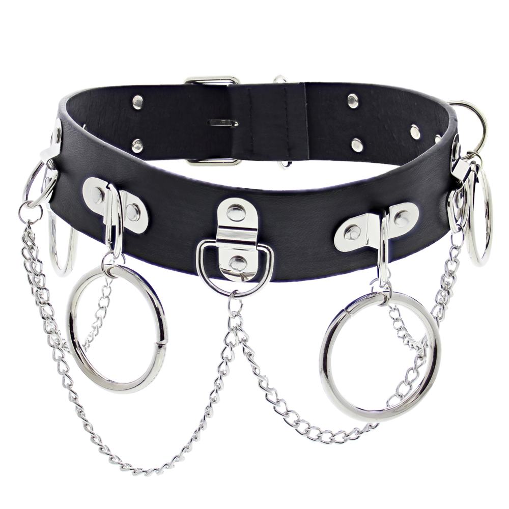 Zac's Alter Ego - Wrap Round with rings and chains Riem - Zwart